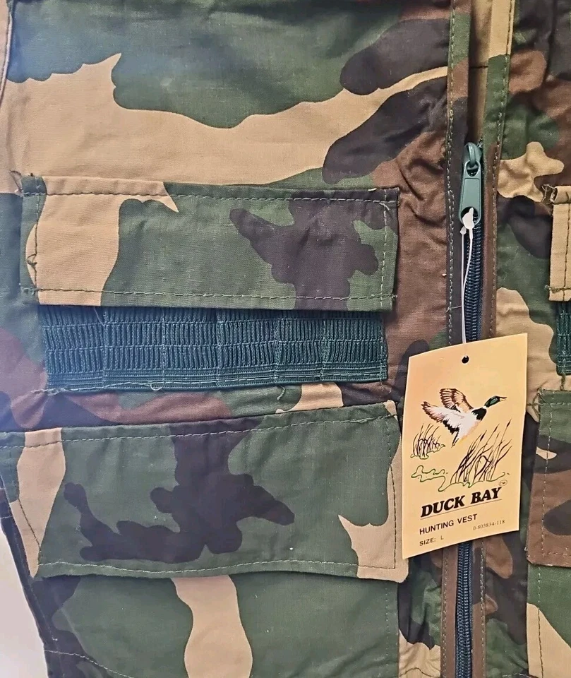 NWT Duck Bay Hunting Vest Men's L Camo Duck POUCH  Vintage Size Large - Image 4 of 4