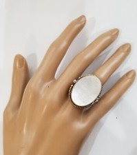 Vintage Sterling Silver 925 Mother Of Pearl Ring Sz 6
