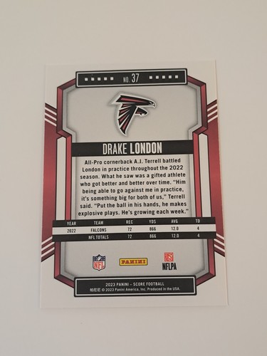 Drake London 2023 Score football Orange parallel #37 Atlanta Falcons - Picture 6 of 6