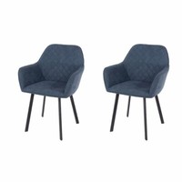 George Oliver Beatty Upholstered Dining Chair Set of 2 Blue Stylish Seating