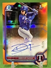 2022 Bowman Chrome Danyer Cueva Orange Refractor RC Auto /25 Rangers SSP 🟠