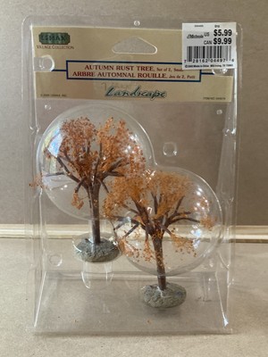 Lemax Autumn Rust Tree Small 04497A Fall Village Accessory Halloween Set Of 2