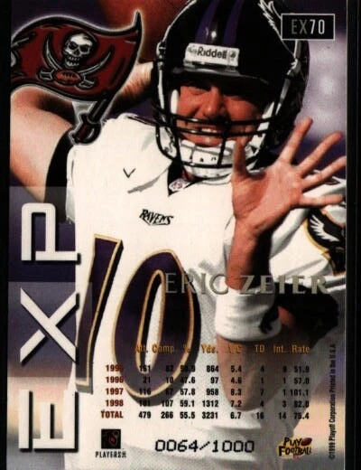 1999 Playoff Prestige EXP #EX70 Eric Zeier Reflections Gold #/1000 H137 - Image 2 of 2