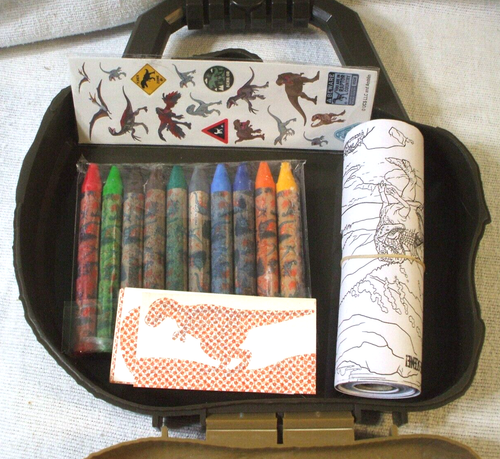Dinosaur Coloring Crayon Carry yCase T Rex Tyrannosaurus Rex 9x9" Approx Plastic - Picture 4 of 12