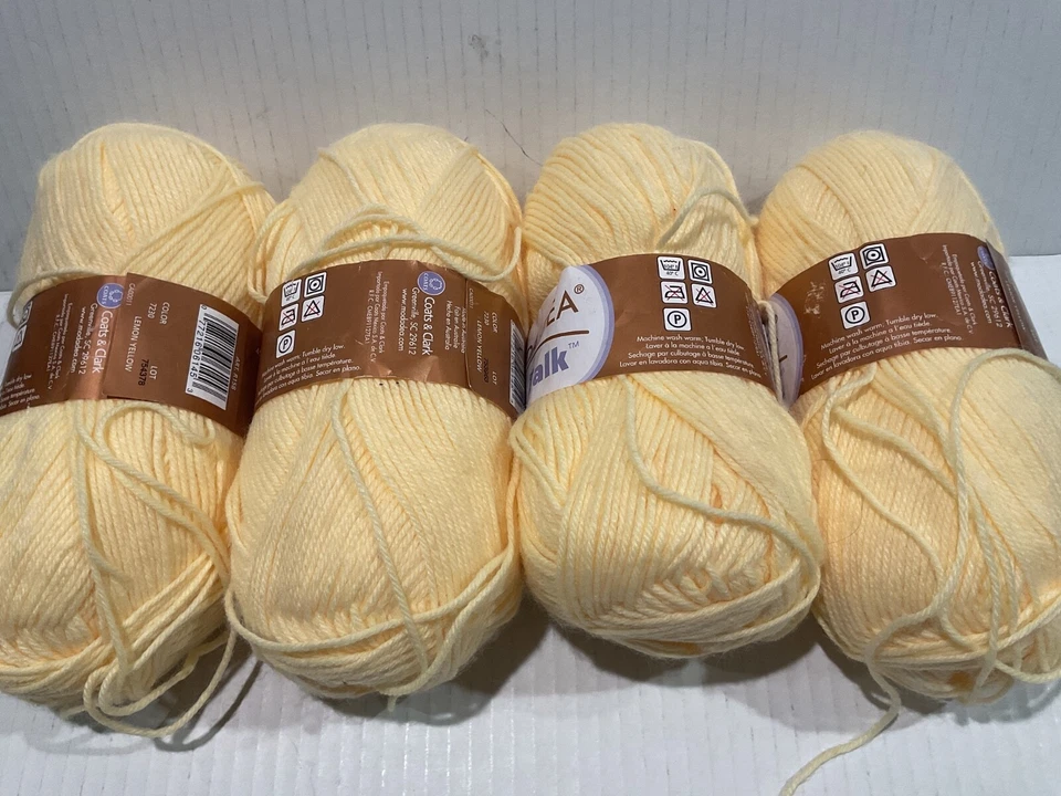 moda dea baby talk lemon yellow lot of 4 skeins 3.5 oz light 3 acrylic/nylon - Image 3 of 4