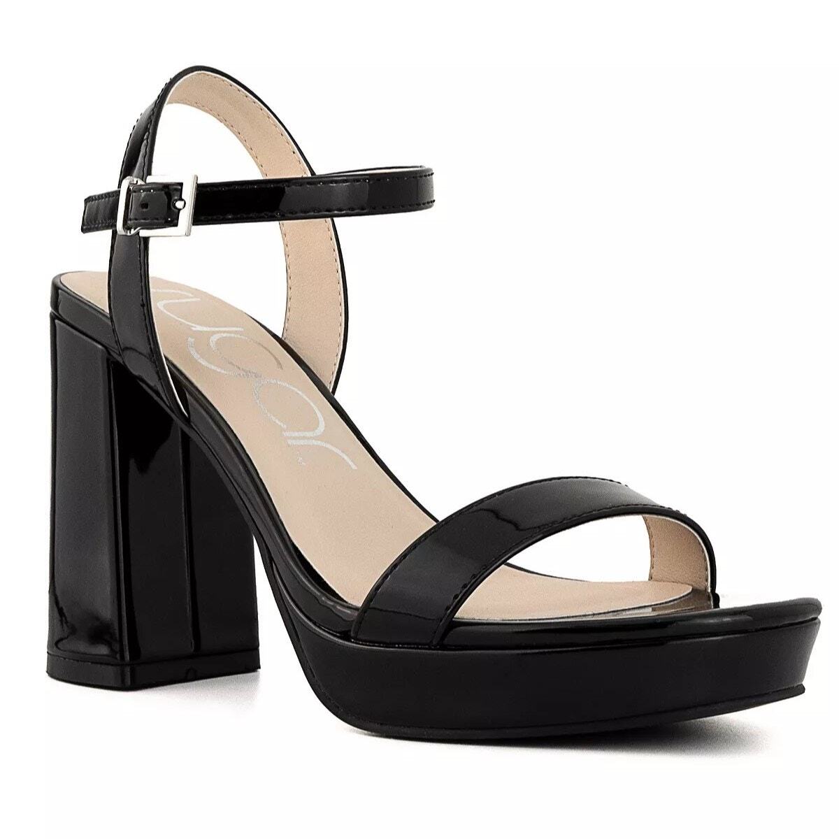 Sugar Women Ankle Strap Platform Sandals Vallentina Size US 9M Black Patent