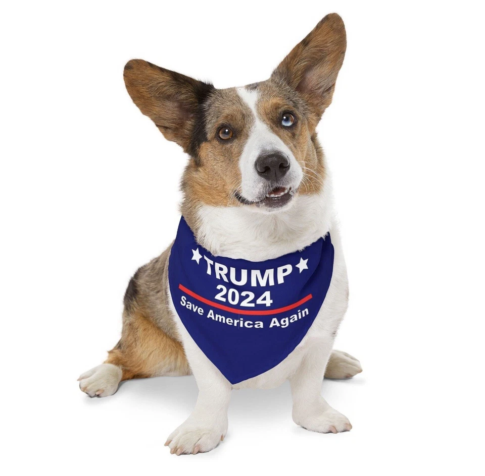 Bandana para perro sobre el cuello Trump Bandanas 2 CAPAS Trump Vance 2024 Foto 2 de 4