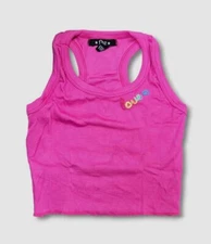 $52 FBZ Kid's Girl's Pink Embroidered Cropped Racerback Tank Top Size M