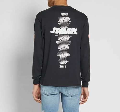 Justin Bieber 2017 Stadium Tour Concert Long Sleeve Extra Large T-Shirt Black - Picture 2 of 2