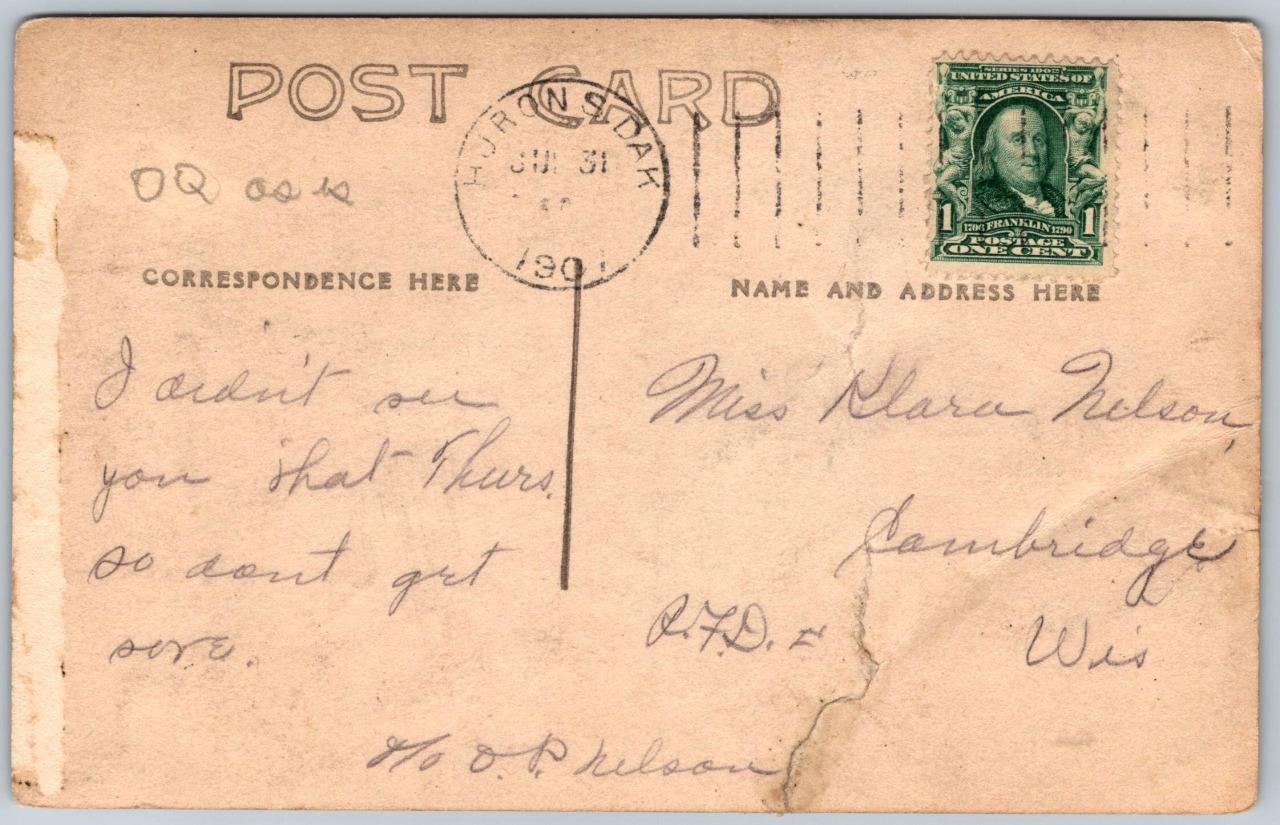 SD HURON SOUTH DAKOTA AVENUE 1907 RPPC Postcard INDIANS ON PARADE