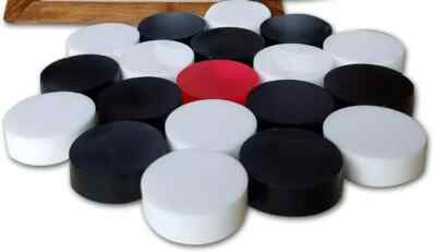 CARROM BOARD COINS + 1 Free Striker 9 X WHITE 9 X BLACK COINS ONLY, read descrip