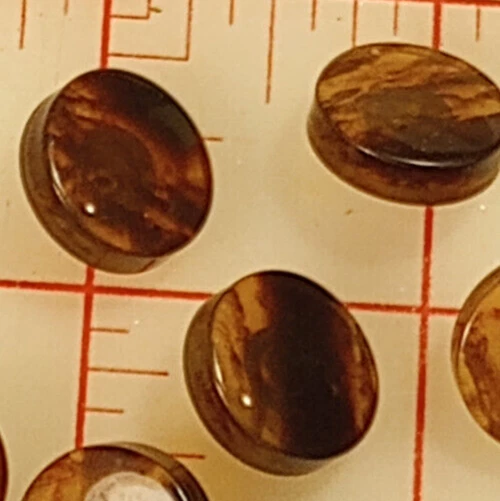 10 Vintage Tortoise Shell Effect Plastic Shank Buttons 5/8" Italy Well Made - Image 2 of 4