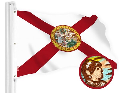 NEW G128 Florida Flag 5x8 FT State Embroidered 220GSM Spun Polyester