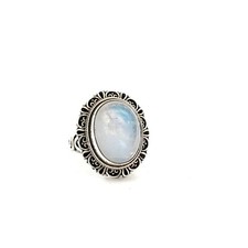 Sterling Silver Rainbow Moonstone Ring Size 6 -Stone 11 x 15mm