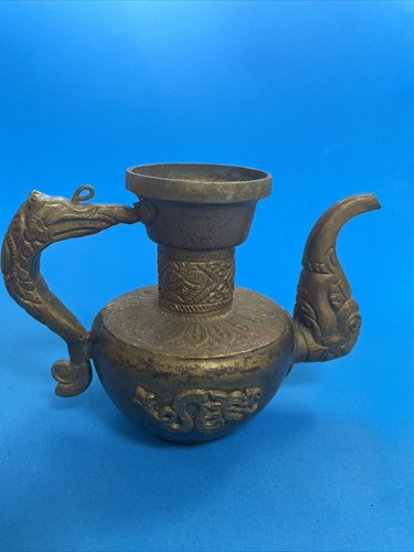 Tibetan Very Ornate Tea Pot Brass Copper Detailed - Picture 3 of 7