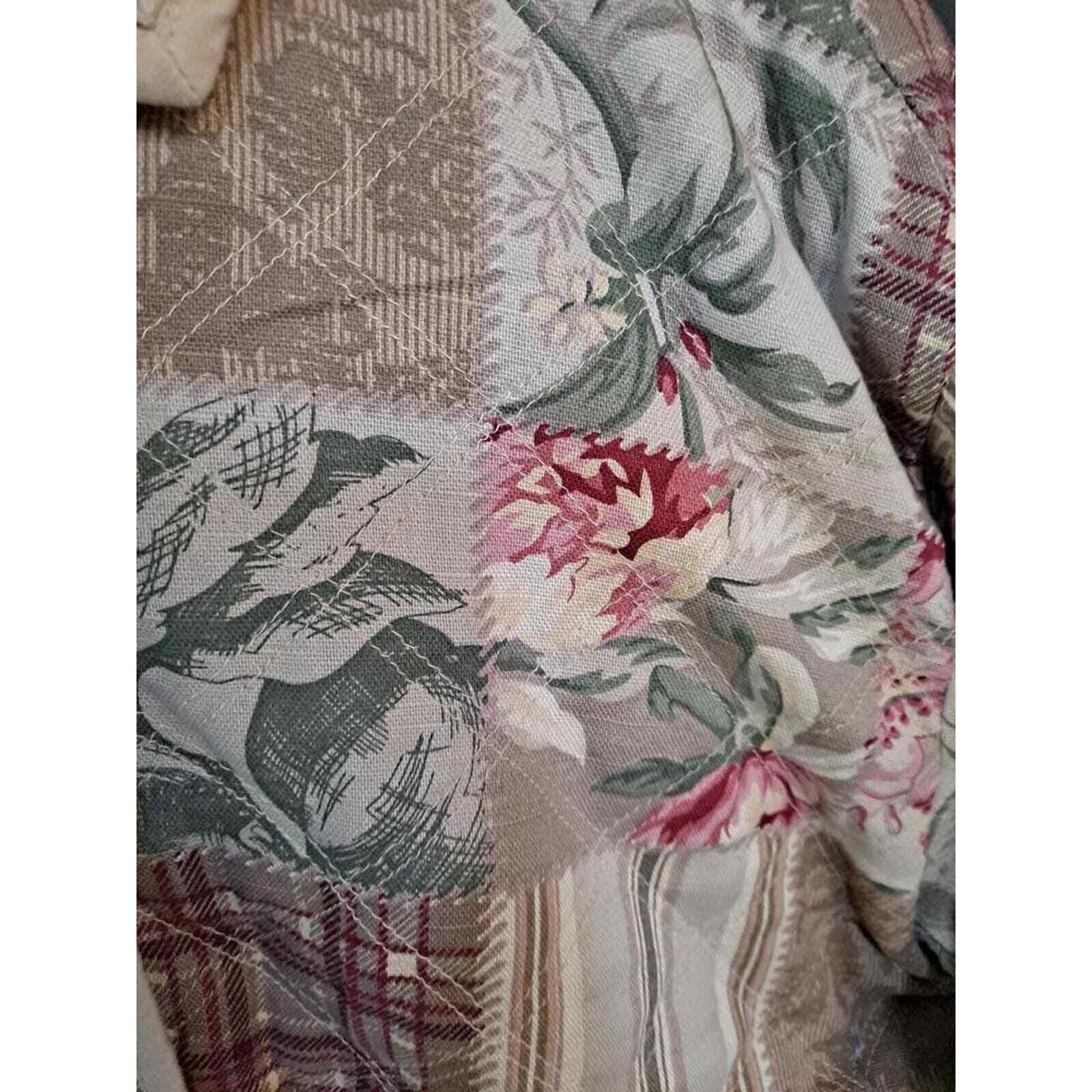 Krazy Kat Patchwork‎ Button Up Tan and Floral Coa… - image 2