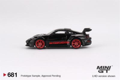 MINI GT 1:64 911 (992) GT3 RS Black with Pyro Red Diecast Model