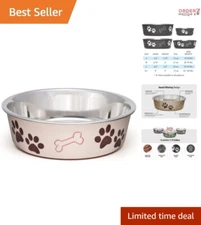 Removable Rubber Base Stainless Steel Pet Bowl – Paparazzi Pink for Dogs & Cats