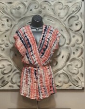 Sadie  Sage Tie-dye Short Sleeve V Neck Romper Size S