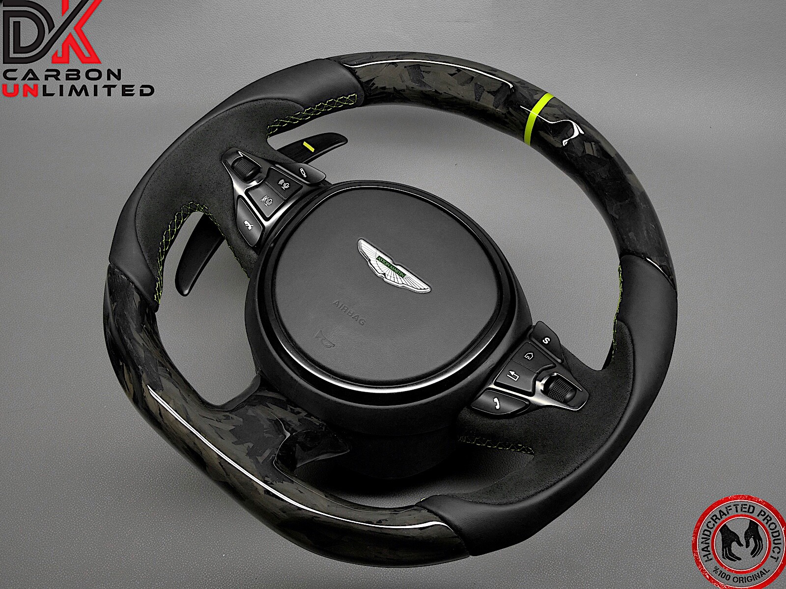 Aston Martin DBS DB11 Vantage AMR Green Ring Gloss Forged Carbon Steering Wheel
