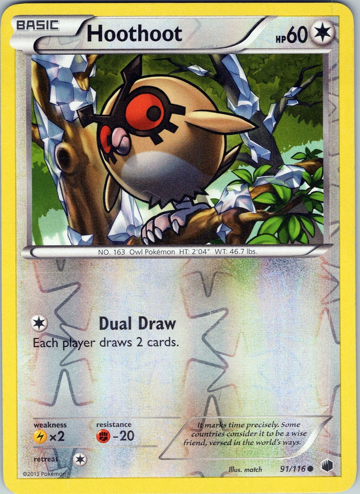Hoothoot 91/116 Common - Pokemon TCG B&W 9: Plasma Freeze - Reverse Holo (LP)