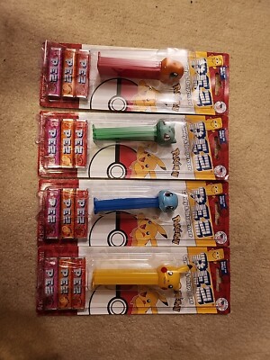 Lot Of 4 Pokémon PEZ Dispensers ~Pikachu Squirtle Bulbasaur Charmander ~ NEW