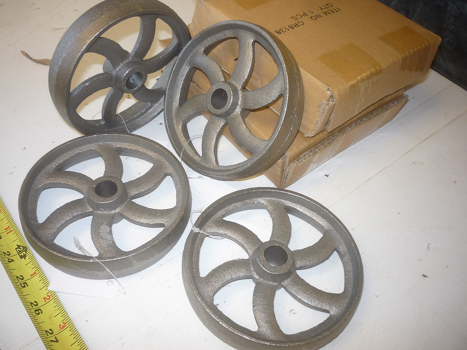 4   CAST IRON  COFFEE TABLE ,  GAS ENGINE     CURVED 6  SPOKE  WHEEL