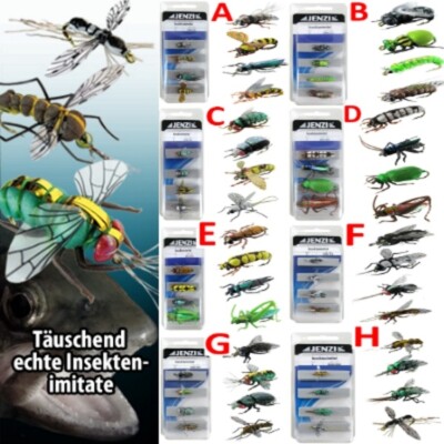 JENZI Insekten-Imitat Kunst-Insekten A-B-C-D-E-F-G-H / Fliegen / Fliegenfischen