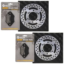 NICHE Front Brake Rotor Pad Kit for Polaris 2202412 5211084 Semi Metallic ATV