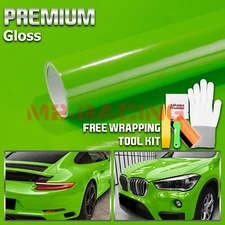 Gloss Glossy Green Car Vinyl Wrap Sticker Decal Film Air Release Bubble Free
