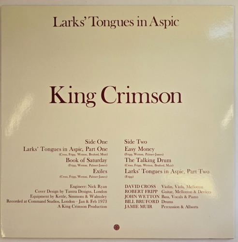 King Crimson Larks' Tongues In Aspic LP Album vinyl record remastered 200g - Picture 2 of 13