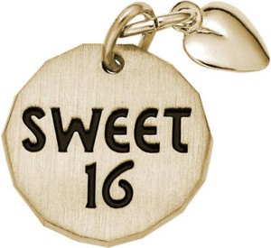 Authentic Sweet 16 Tag w/ Heart Charm by Rembrandt 10K or 14K Gold or Sterling Silver