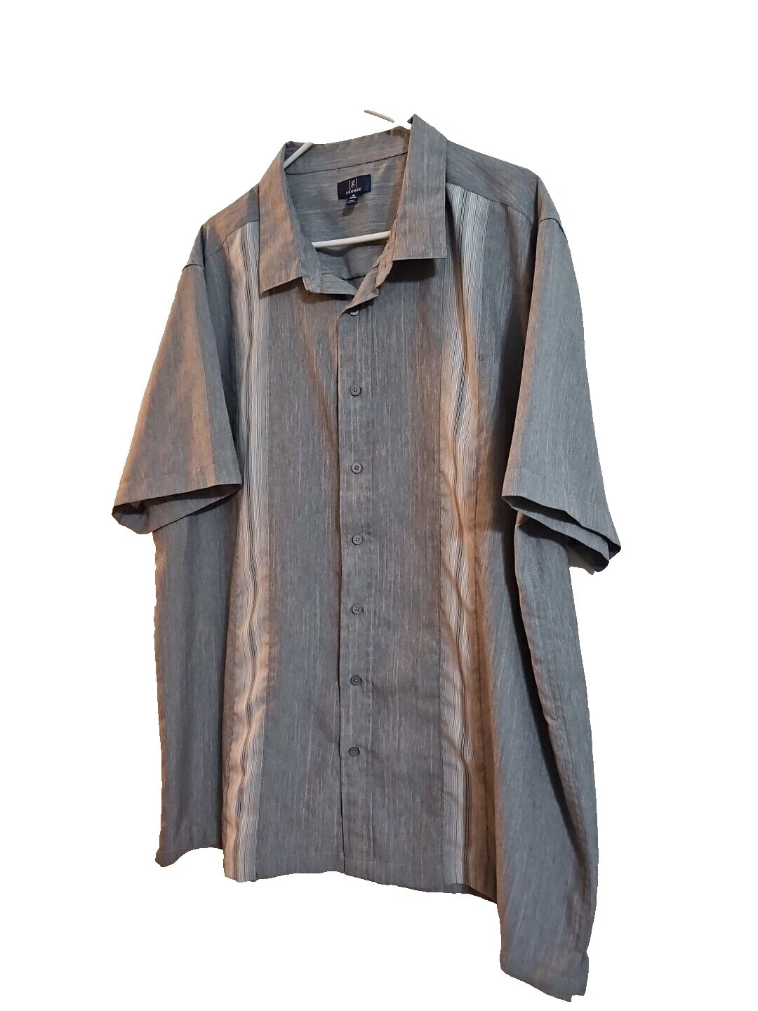 George Short Sleeve Striped Big & Tall Casual Button-Down Shirts for Men