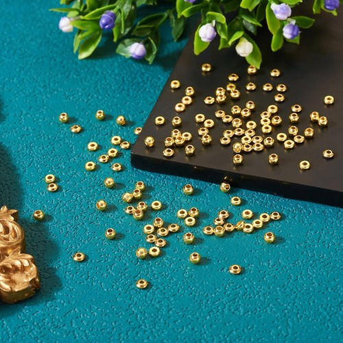 300Pcs 3 Styles Rondelle Brass Spacer Beads Smooth Real 18K Gold Plated 3mm - Picture 4 of 7