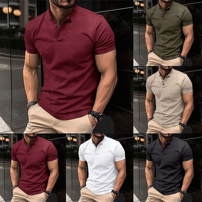 Sommerliche Kurzarm Button Down Herrenhemden muskulöser Fitness T Shirt Tops