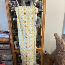 SNDYS. Yellow , Papaya,Crab,Seahorse, Green Floral and White Maxi Dress Size S
