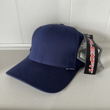 Navy Flexfit Original Fitted Hat 6 Panel Baseball Cap Stretch S/M Small/Medium
