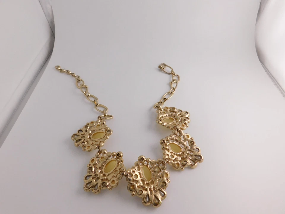 Banana Republic Pasarela Declaración Grueso Babero Collar Estrás Cadena Dorada Foto 4 de 4