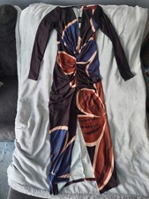 Fashion Nova Women's Long Sleeve Multi Color Bodycon Maxi Dress