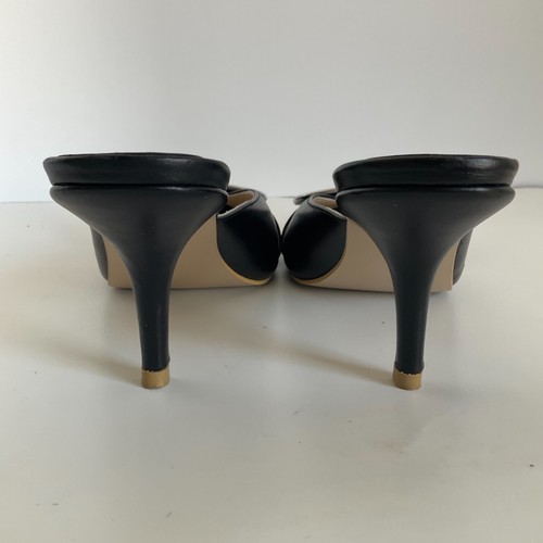 Lado Bokuchava Revolve Buckle Mules Slip-On Black Leather Designer Silver Sz 7 - Picture 9 of 19