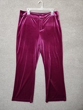 Nine West Velvet Dress Pants Womens L Australian Orchid Wide Leg Stretch NEW
