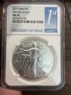 2019 $1 AMERICAN SILVER EAGLE UNC FDOI 1st Day of Issue 1 oz .999 NGC MS70