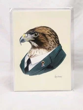 Ryan Berkley Illustration 5x7 Valor Hawk Animal Print Signed