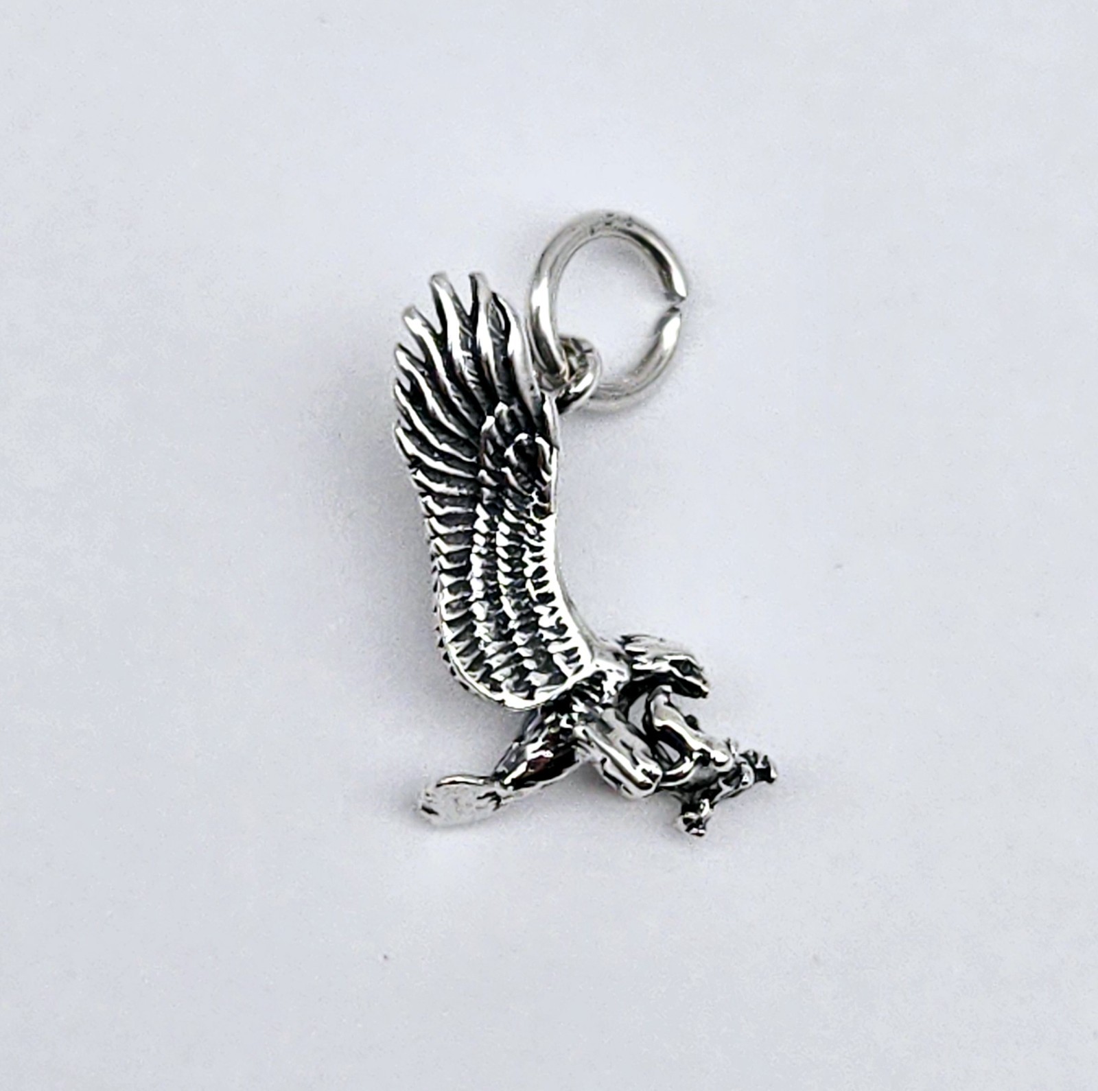 Vintage Flying American Bald Eagle Sterling Silver Bracelet Charm Pendant - 1.7g
