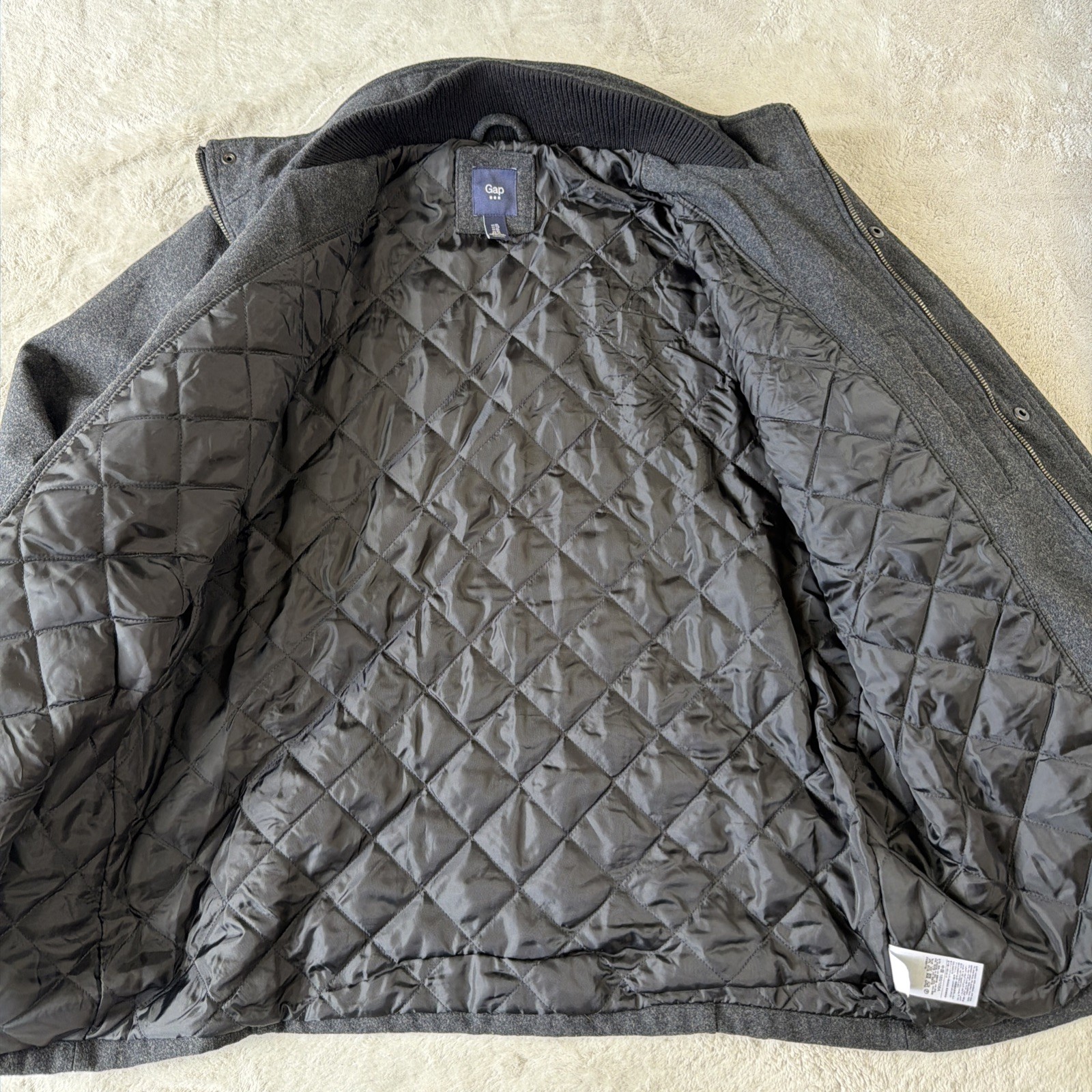 Gap Mens Wool Blend Jacket Car Coat XL Insulated ~ Charcoal Gray Spring Winter image 8