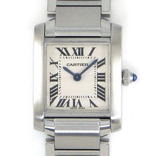 Cartier Watch Tank Francaise SM W51008Q3 Square Ivory Dial SS Quartz