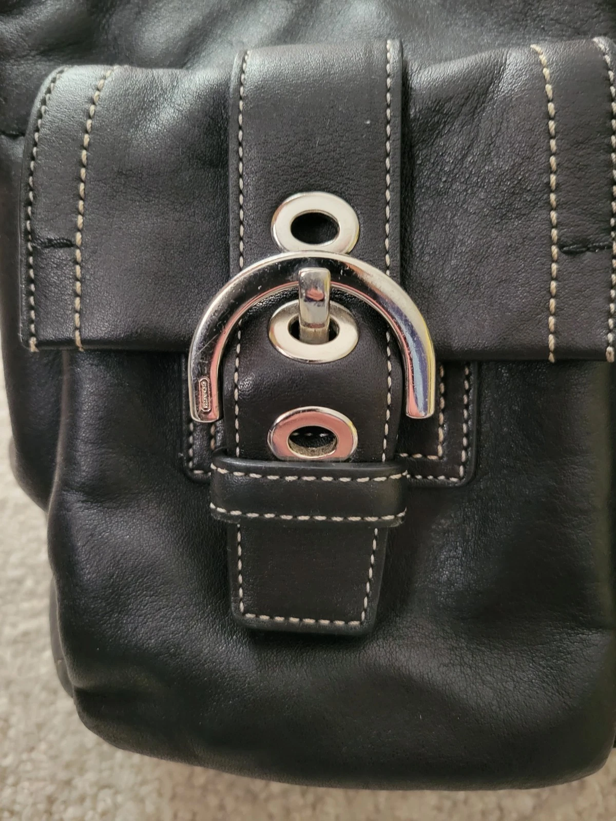 Borsa Coach vintage pelle nera doppia tasca Soho borsa a mano 8A09 Y2K