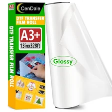 DTF Film Roll 13 inch x 328ft Glossy - A3+ DTF Transfer Film Roll, Hot & Cold...