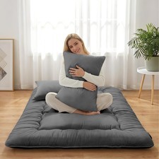 Japanese Floor Mattress Futon, 4 Inch Thick Foldable Roll Up Tatami Mat with ...