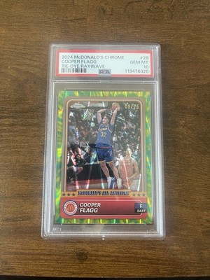 Topps 2024 McDonald's Chrome Cooper Flagg #28 Tie-Dye RayWave /25 PSA 10